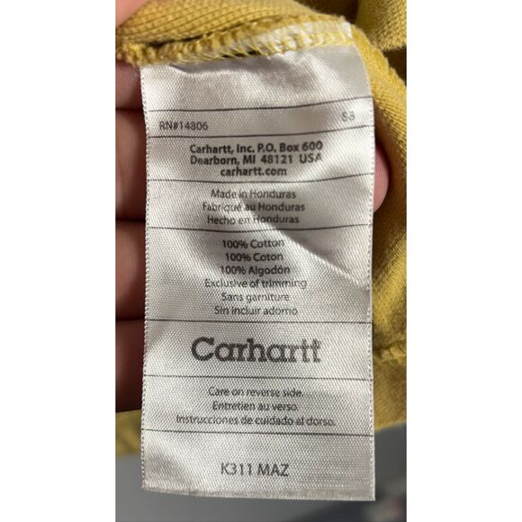 Carhartt Polo Shirt Gold Solid Short Sleeve Cotton Casual Men Size XL - Picture 7 of 7